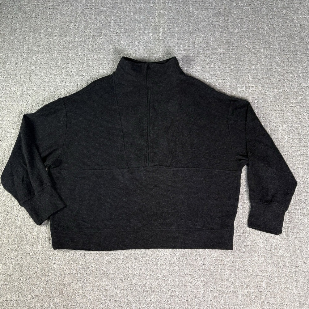 Faherty Black Organic Cotton Blend Quarter Zip Pullover Sweater Womens XL